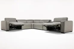 Cam 6 Piece 2 Power Theater Sectional W/ Immersive Sound In Ajax Smoke Leather