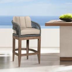 Capri Outdoor Counter Height Stool In Taupe