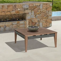 Capri Outdoor Square Coffee Table In Brown