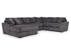 Casper 4 Piece Loveseat Chaise Sectional In Pony Slate, Left Facing
