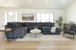 Casper 4 Piece Loveseat Chaise Sectional In Pony Slate, Left Facing