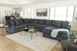 Casper 4 Piece Sofa Chaise Sectional In Pony Slate, Left Facing