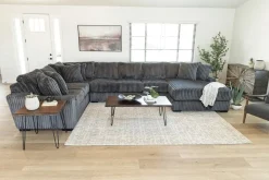 Casper 4 Piece Sofa Chaise Sectional In Pony Slate, Left Facing