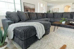 Casper 4 Piece Xl Loveseat Chaise Sectional In Pony Slate, Left Facing