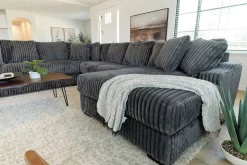 Casper 4 Piece Xl Loveseat Chaise Sectional In Pony Slate, Left Facing