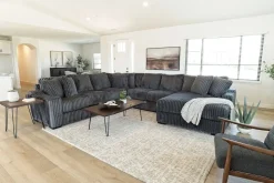 Casper 4 Piece Xl Loveseat Chaise Sectional In Pony Slate, Left Facing