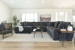 Casper 4 Piece Xl Loveseat Chaise Sectional In Pony Slate, Left Facing