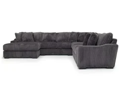Casper 4 Piece Xl Loveseat Chaise Sectional In Pony Slate, Left Facing