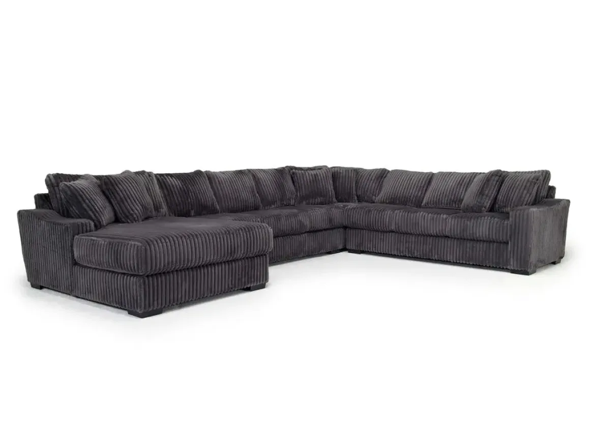 Casper 4 Piece Xl Sofa Chaise Sectional In Pony Slate, Left Facing