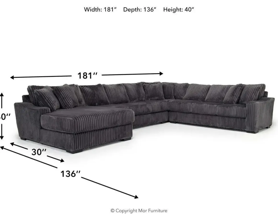 Casper 4 Piece Xl Sofa Chaise Sectional In Pony Slate, Left Facing