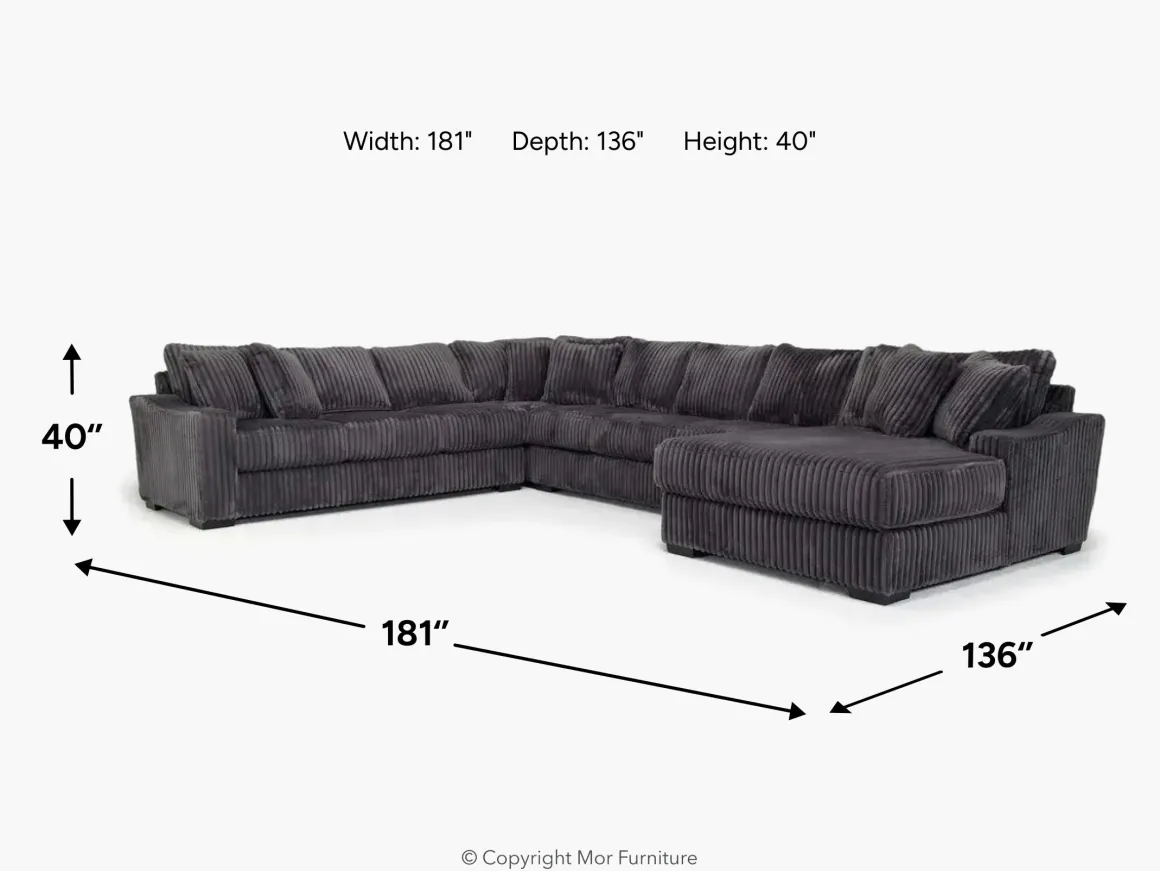 Casper 4 Piece Xl Sofa Chaise Sectional In Pony Slate, Left Facing