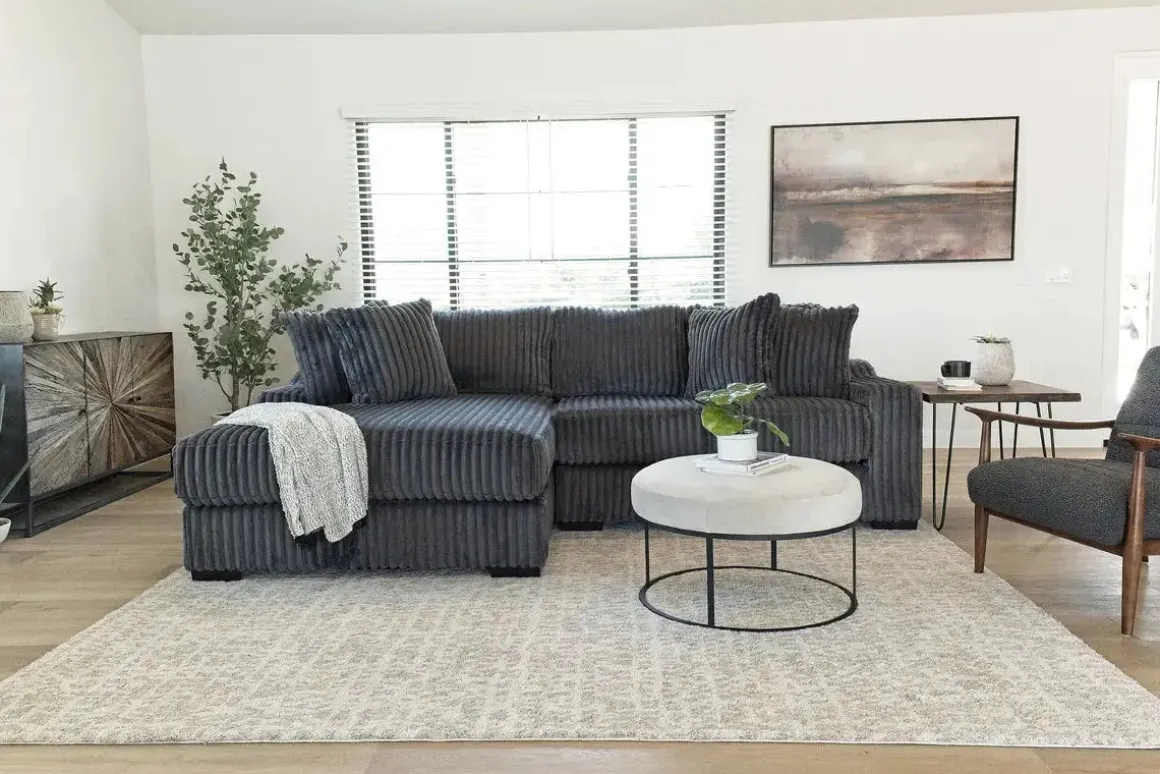 Casper Sofa Chaise In Pony Slate, Left Facing