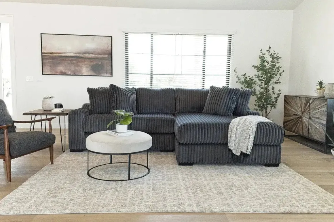 Casper Sofa Chaise In Pony Slate, Left Facing