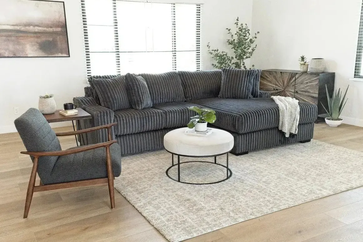 Casper Sofa Chaise In Pony Slate, Left Facing