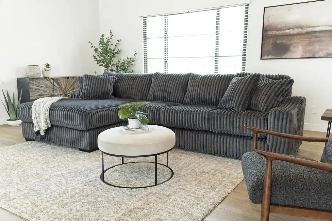 Casper Xl Sofa Chaise In Pony Slate, Left Facing