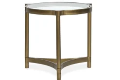 Cassidy Round End Table In Aged Brass
