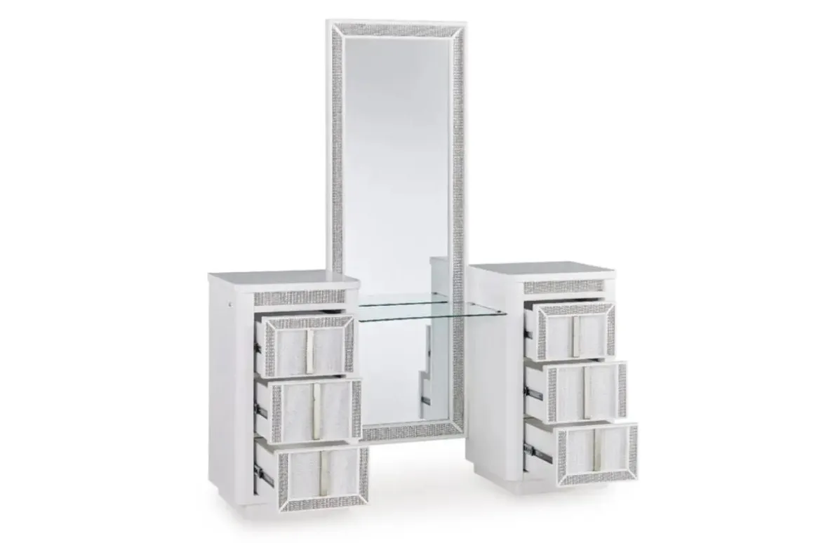 Chalanna Vanity & Mirror In White