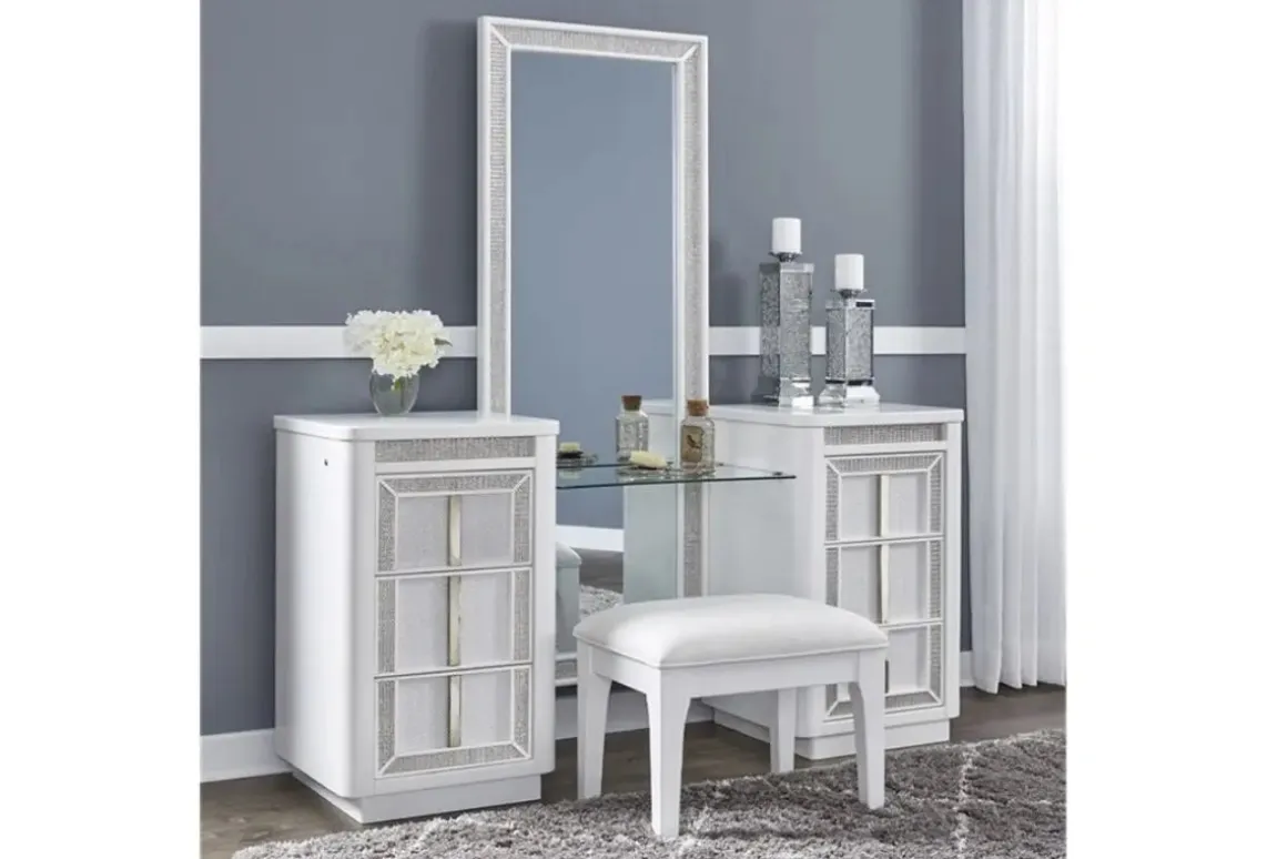 Chalanna Vanity & Mirror In White