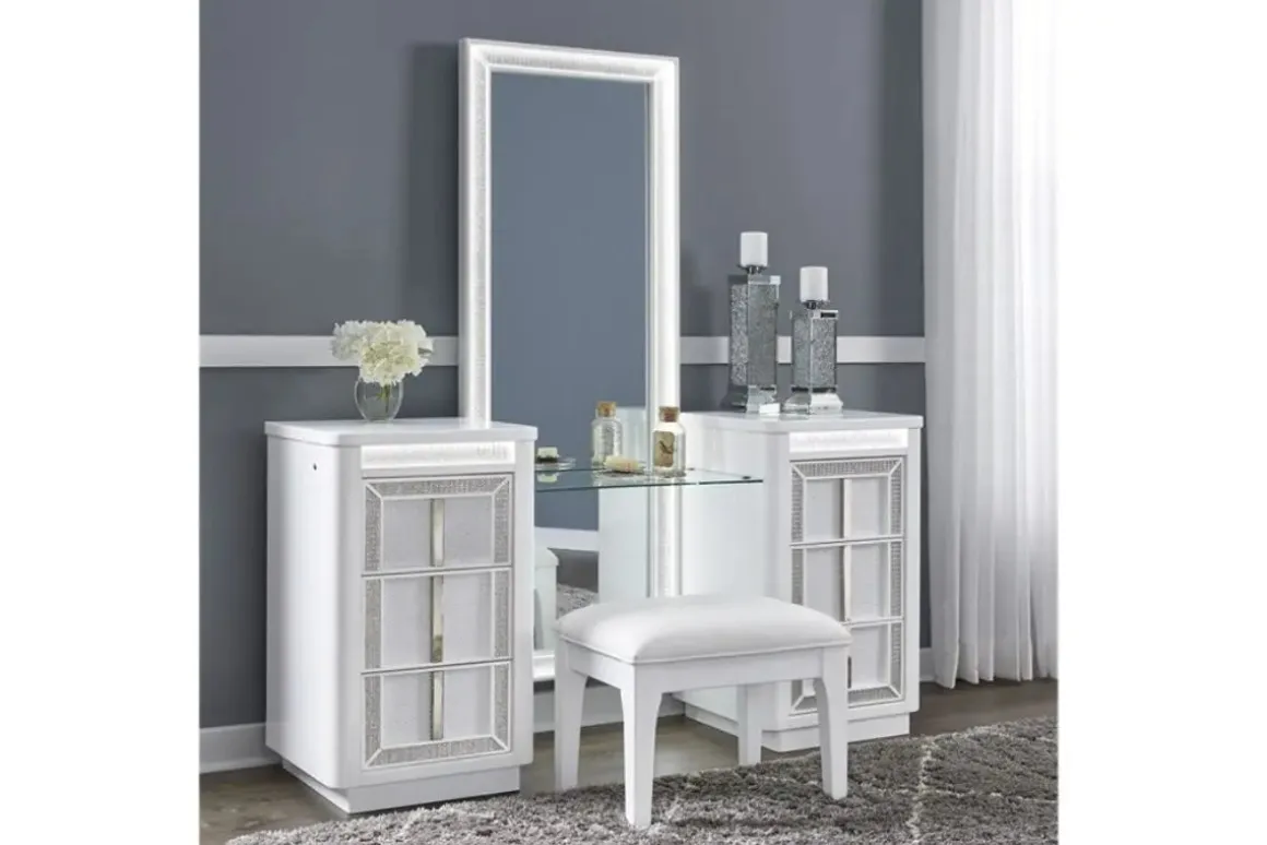 Chalanna Vanity & Mirror In White