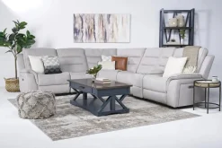 Chanell 6 Piece 2 Power Sectional W/ 2 Power Armless Recliner In New Nappa Gray