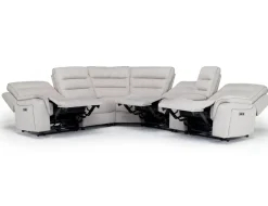 Chanell 6 Piece 2 Power Sectional W/ 2 Power Armless Recliner In New Nappa Gray