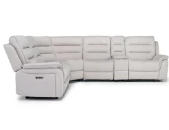 Chanell 6 Piece 2 Power Sectional W/ 2 Power Armless Recliner In New Nappa Gray