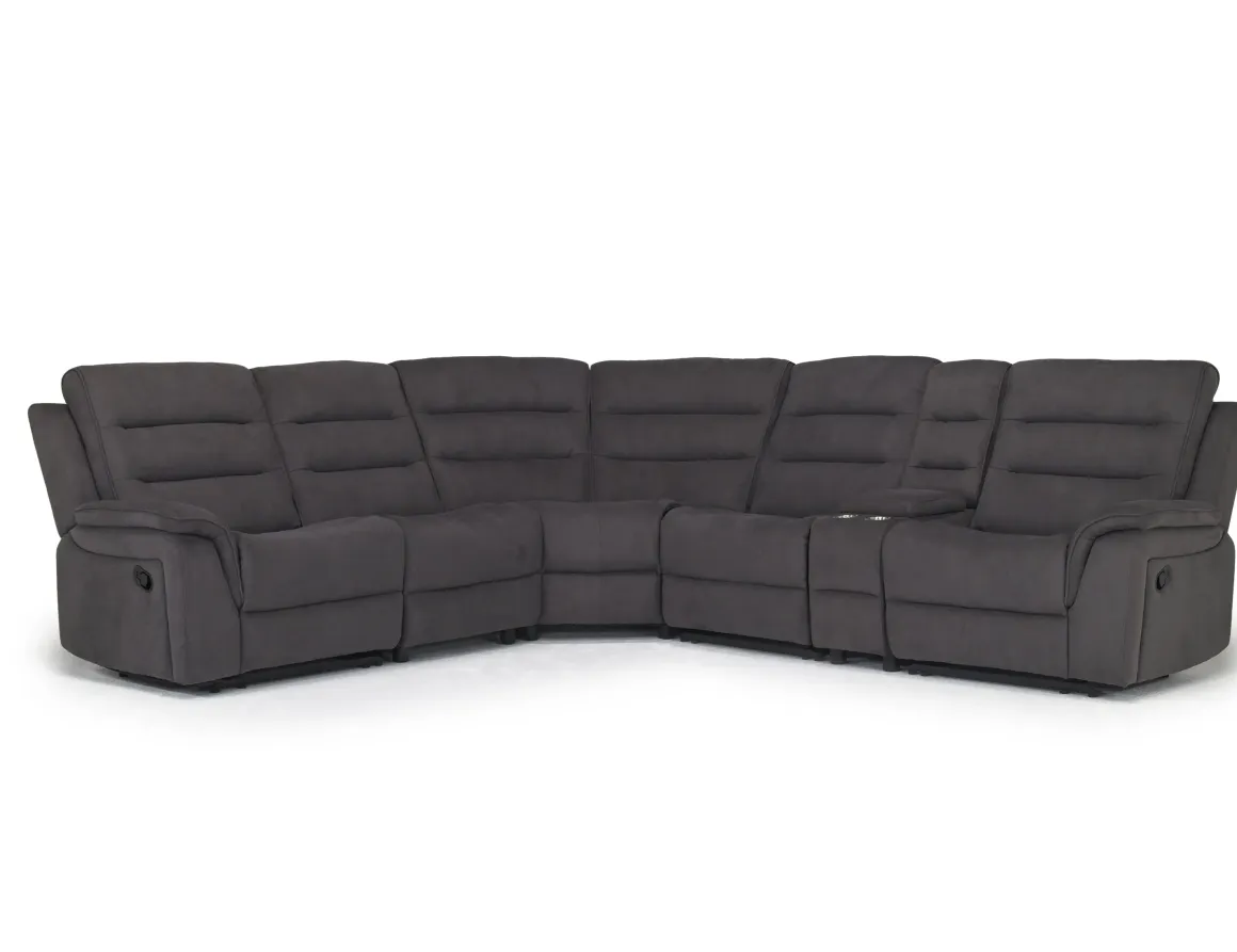 Chanell 6 Piece Reclining Sectional W/ Armless Recliner In New Nappa Gray