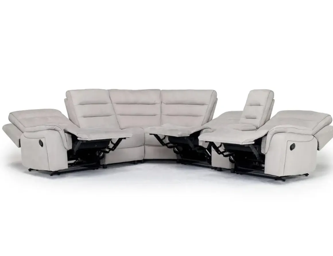 Chanell 6 Piece Reclining Sectional W/ Armless Recliner In New Nappa Gray