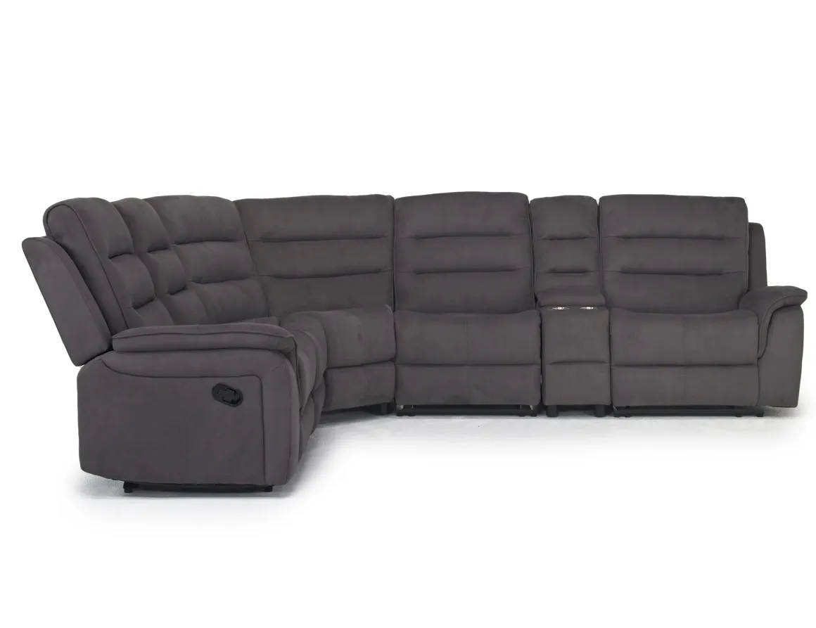 Chanell 6 Piece Reclining Sectional W/ Armless Recliner In New Nappa Gray