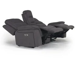 Chanell 2 Power Console Loveseat In New Nappa Gray