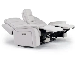 Chanell 2 Power Console Loveseat In New Nappa Gray