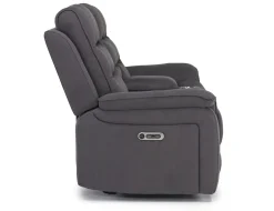 Chanell 2 Power Console Loveseat In New Nappa Gray