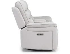 Chanell 2 Power Console Loveseat In New Nappa Gray