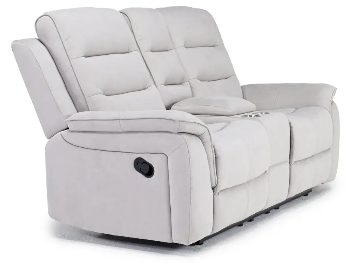 Chanell Reclining Console Loveseat In New Nappa Light Gray