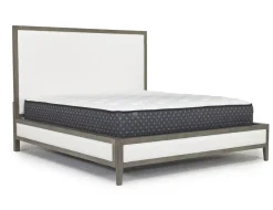 Chloe Upholstered Panel Bed In Gray/White, Queen