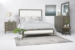 Chloe Upholstered Panel Bed In Gray/White, Queen