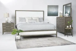 Chloe Upholstered Panel Bed In Gray/White, Queen