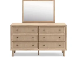Cielden Panel Bed, Dresser, Mirror & Nightstand In Tan, Twin