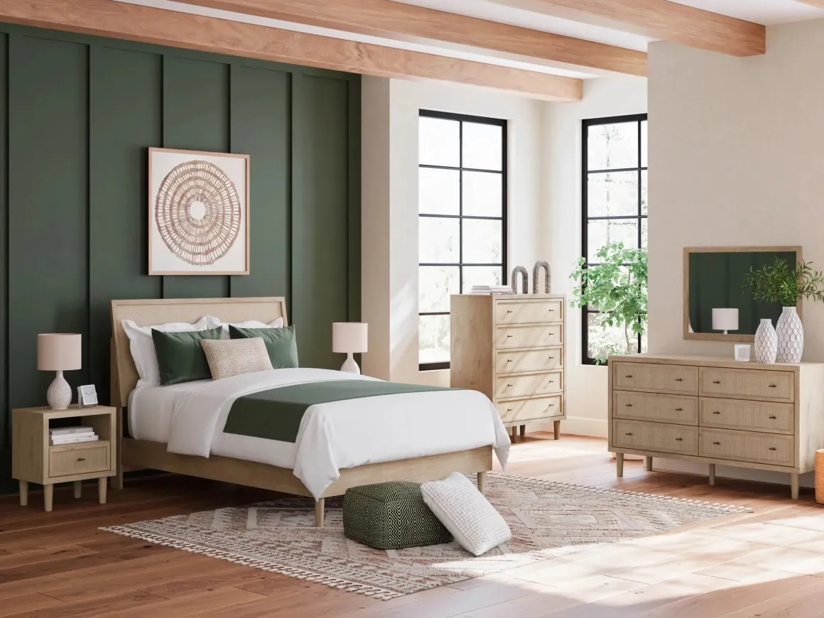 Cielden Panel Bed In Tan, Twin