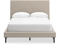 Cielden Upholstered Bed In Soft Gray, Queen