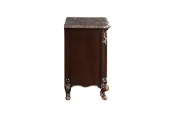 Constantine Upholstered Bed, Dresser, Mirror & Nightstand In Cherry, Queen
