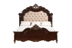 Constantine Upholstered Bed In Cherry, Queen
