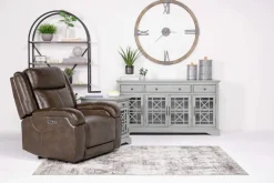 Cortez Power Recliner In Dark Brown Leather