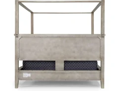 Country Side Canopy Bed, Dresser, Mirror & 2 Drawer Nightstand In Brown, Queen