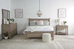 Country Side Canopy Bed, Dresser, Mirror & 2 Drawer Nightstand In Brown, Queen