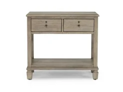 Country Side Canopy Bed, Dresser, Mirror & 2 Drawer Nightstand In Brown, Queen