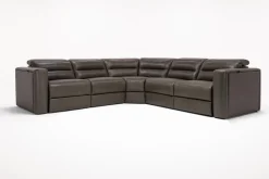Cove 5 Piece 2 Power Sectional In Gray Leather