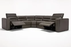 Cove 5 Piece 2 Power Sectional In Gray Leather