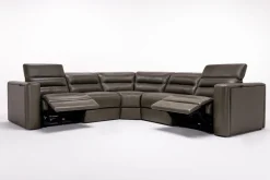 Cove 5 Piece 2 Power Sectional In Gray Leather