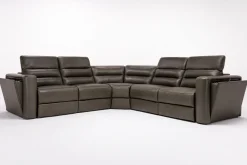 Cove 5 Piece 2 Power Sectional In Gray Leather